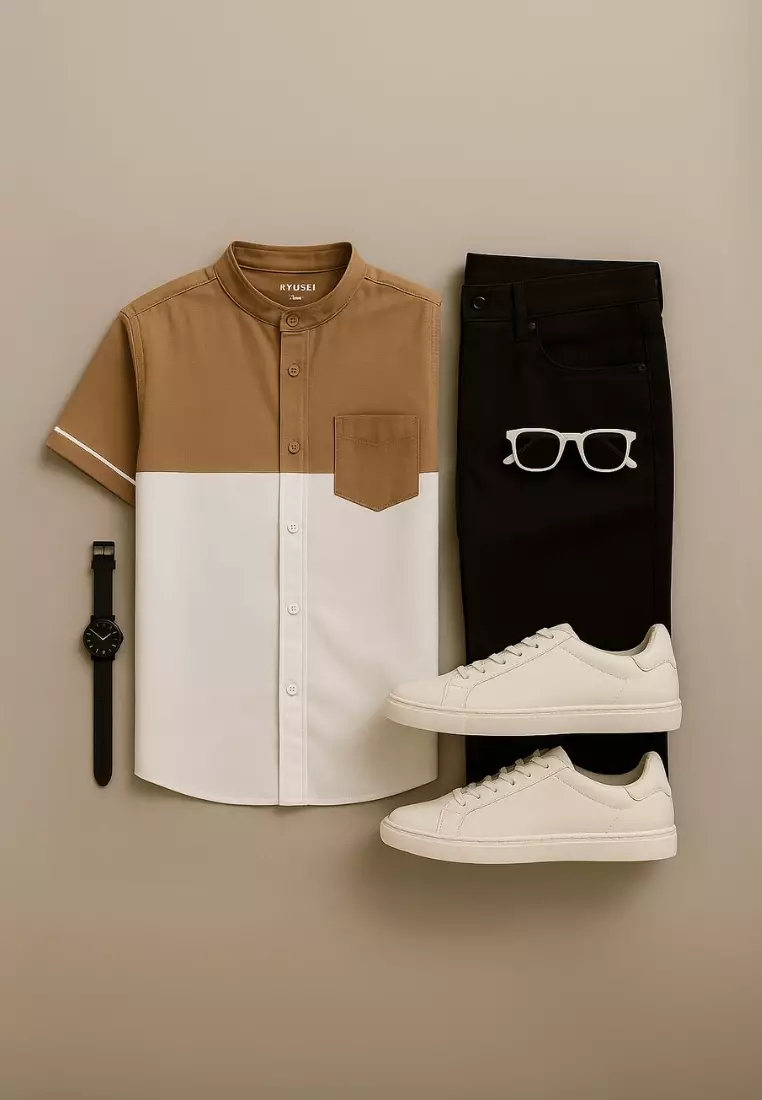 Ramadan Series | Ryusei Kemeja Kerah Koko Lengan Pendek Nirasaki CMB Brown