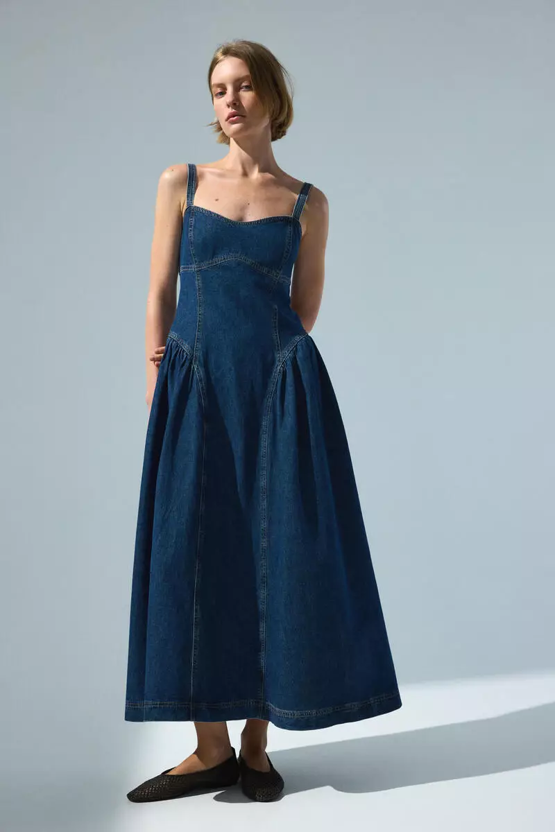Buy H&M Flared-skirt denim dress 2026 Online | ZALORA