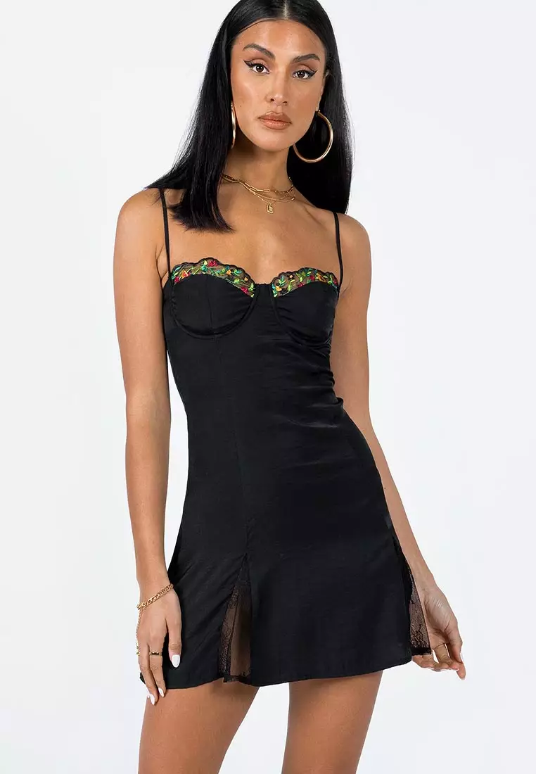 Buy Princess Polly Floreto Mini Dress Black in Black 2024 Online
