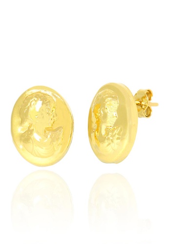 DS Jewelry gold SDEG-1200: 18K-YG Oval Pushpull Earring 72F0AAC14EBAEAGS_1