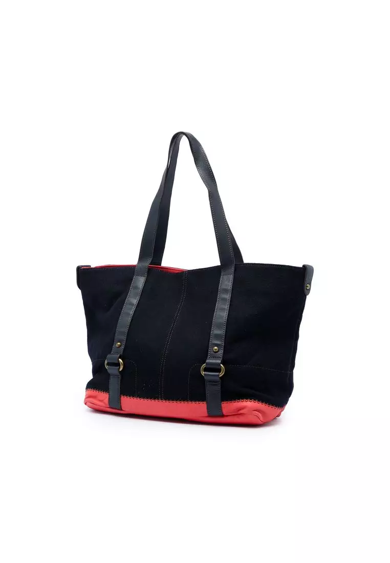 Pre-Loved Burberry Leather Trimmed Canvas Tote