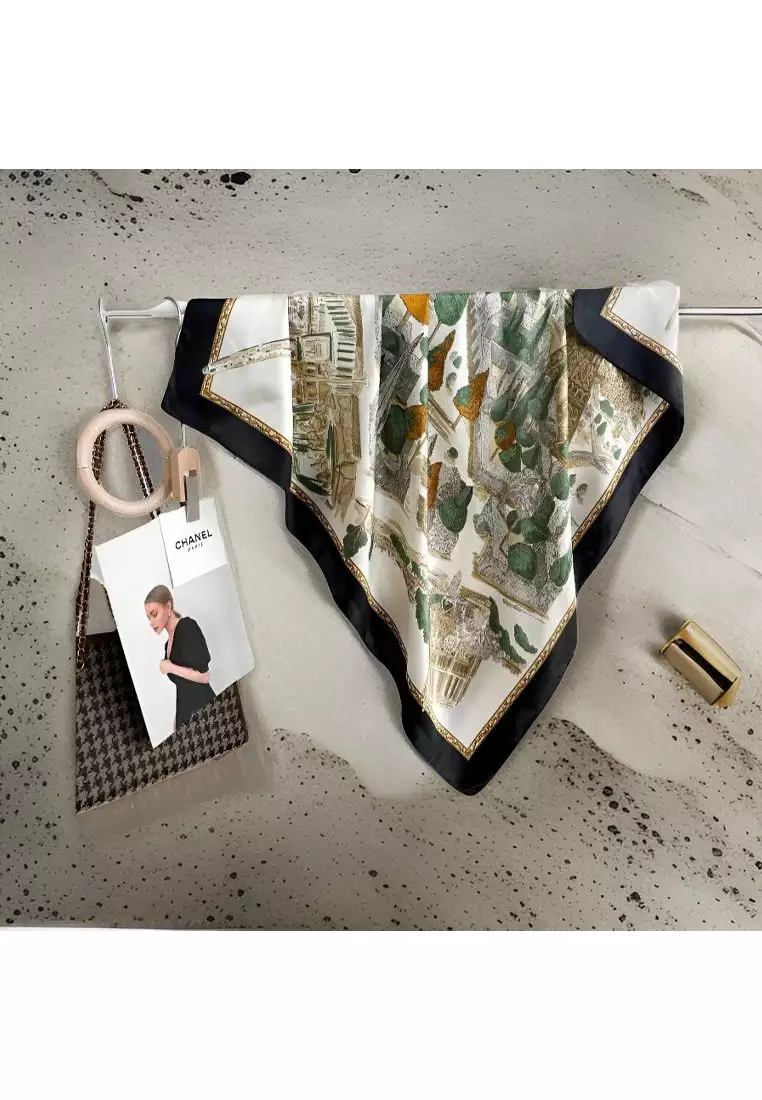 Luxury Silk Ladies' Large Scarf, Sun-Proof Crepe Satin, Premium Souvenir.