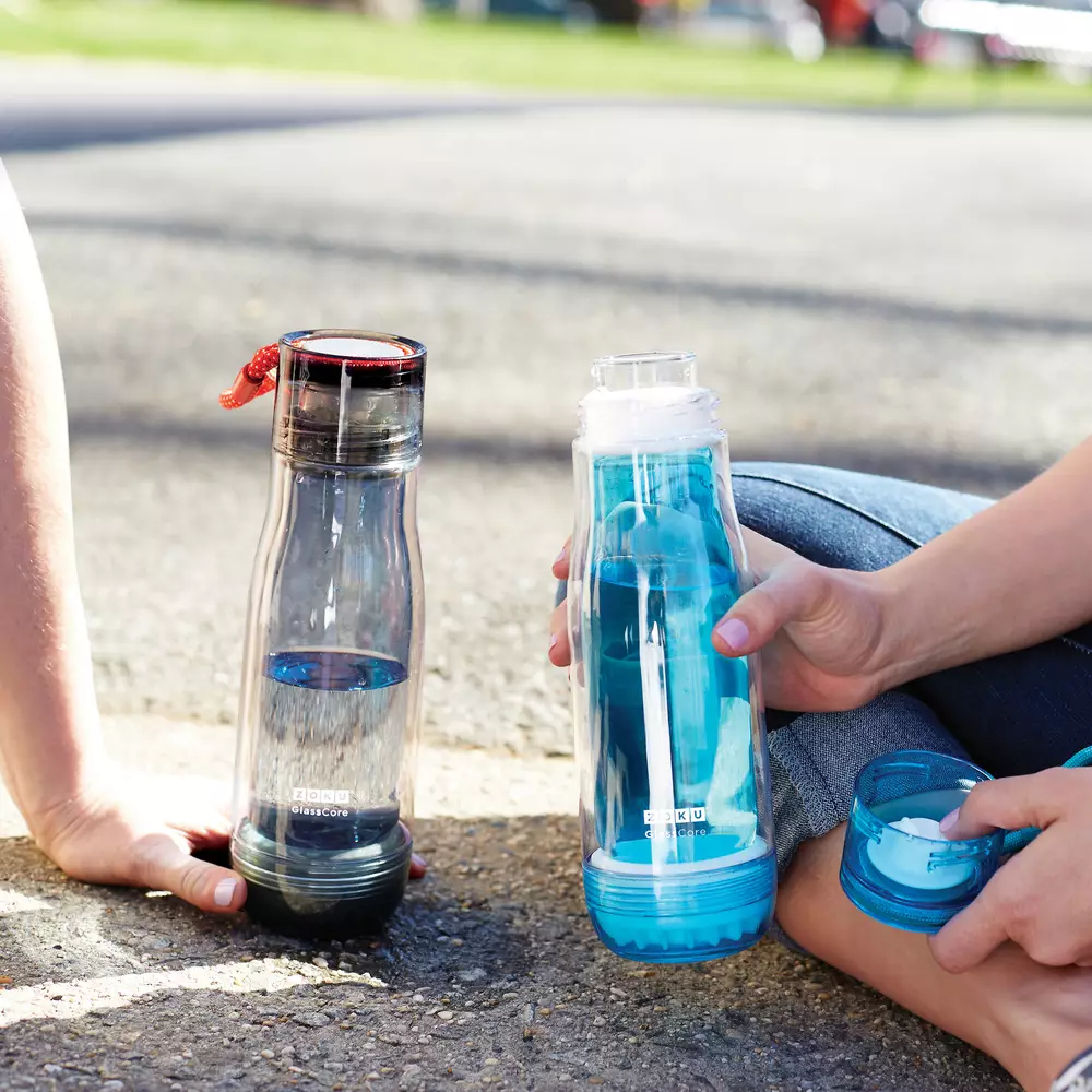 Zoku Green Active 16oz Suspended Core Bottle - Botol Kaca, Botol Kaca Plastik, Botol Minum