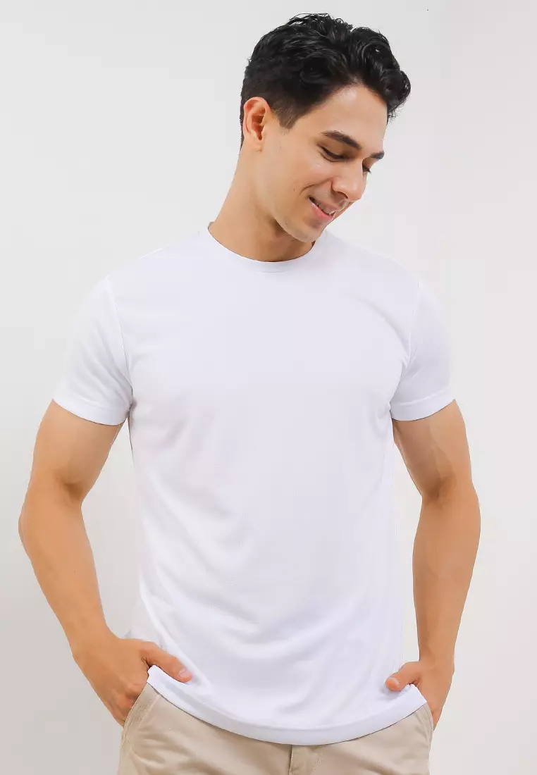 T Shirt Rib Back Print Batik Kawung Line Short/Slv