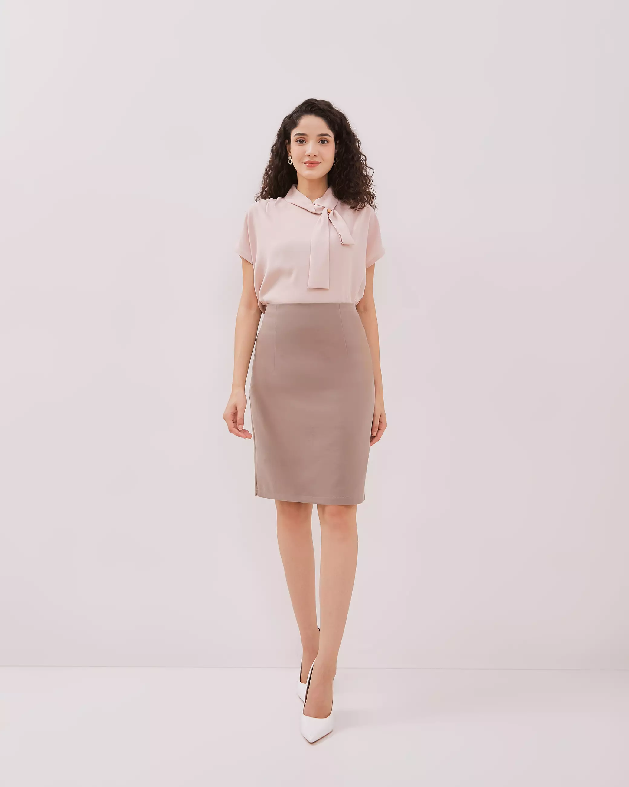 Urban Exchange Gabriela Brown Mini Pencil Skirt - Bawahan Rok Pensil Pendek Formal Brown Warna Brown