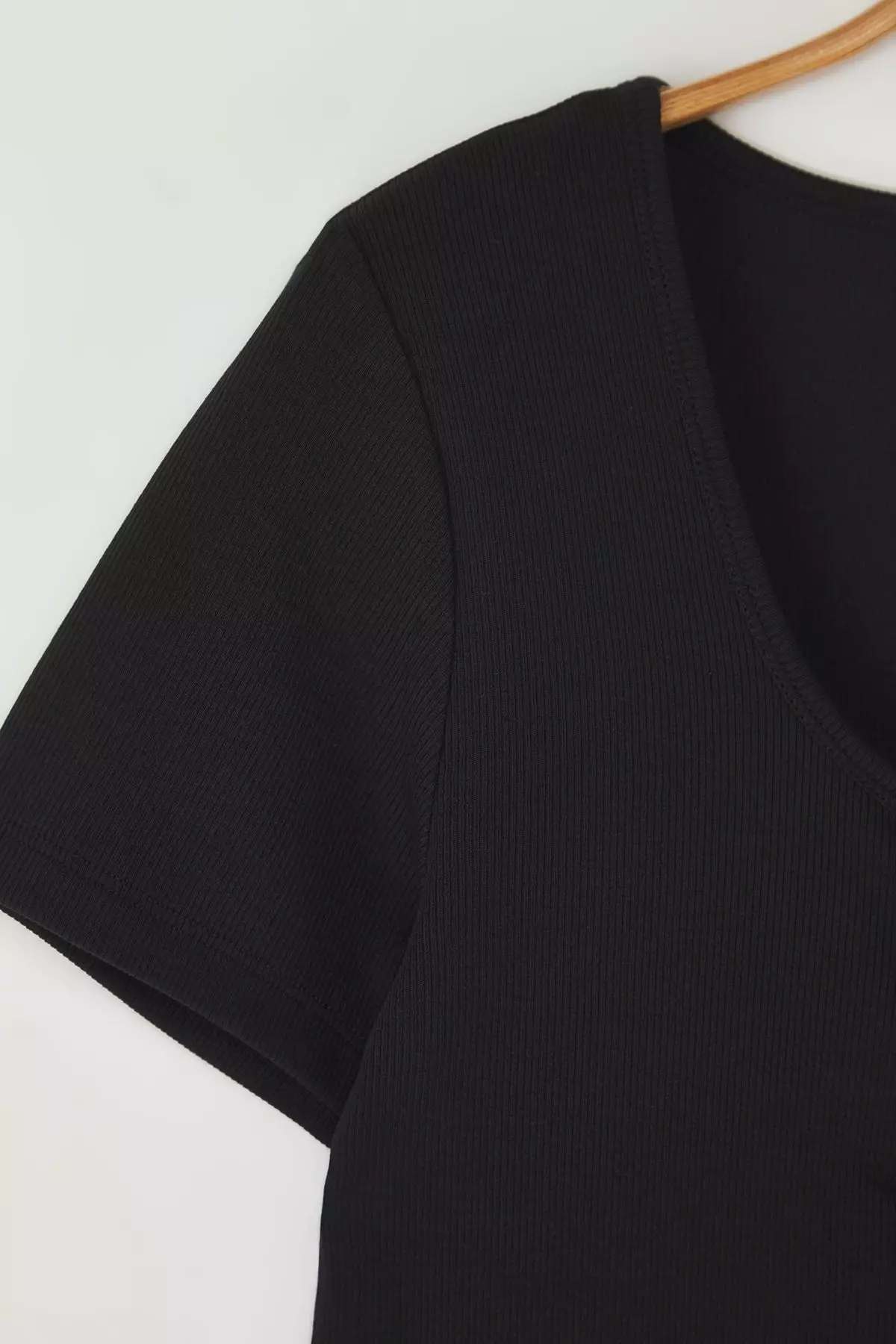 Plus Size Gathered Detail Ribbed Blouse