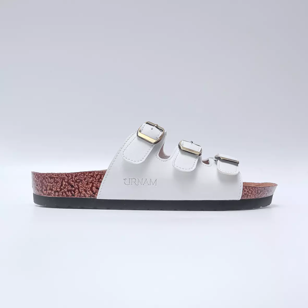Urnam Sandal Wanita Three Strap Comfort Footbed Casual Marhadi Monday Series - White