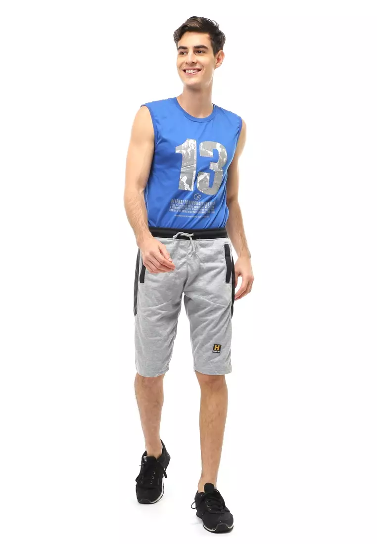 Rishham Short Pants Celana Pendek Kasual Pria Material Baby Terry ORIGINAL - Light Gray