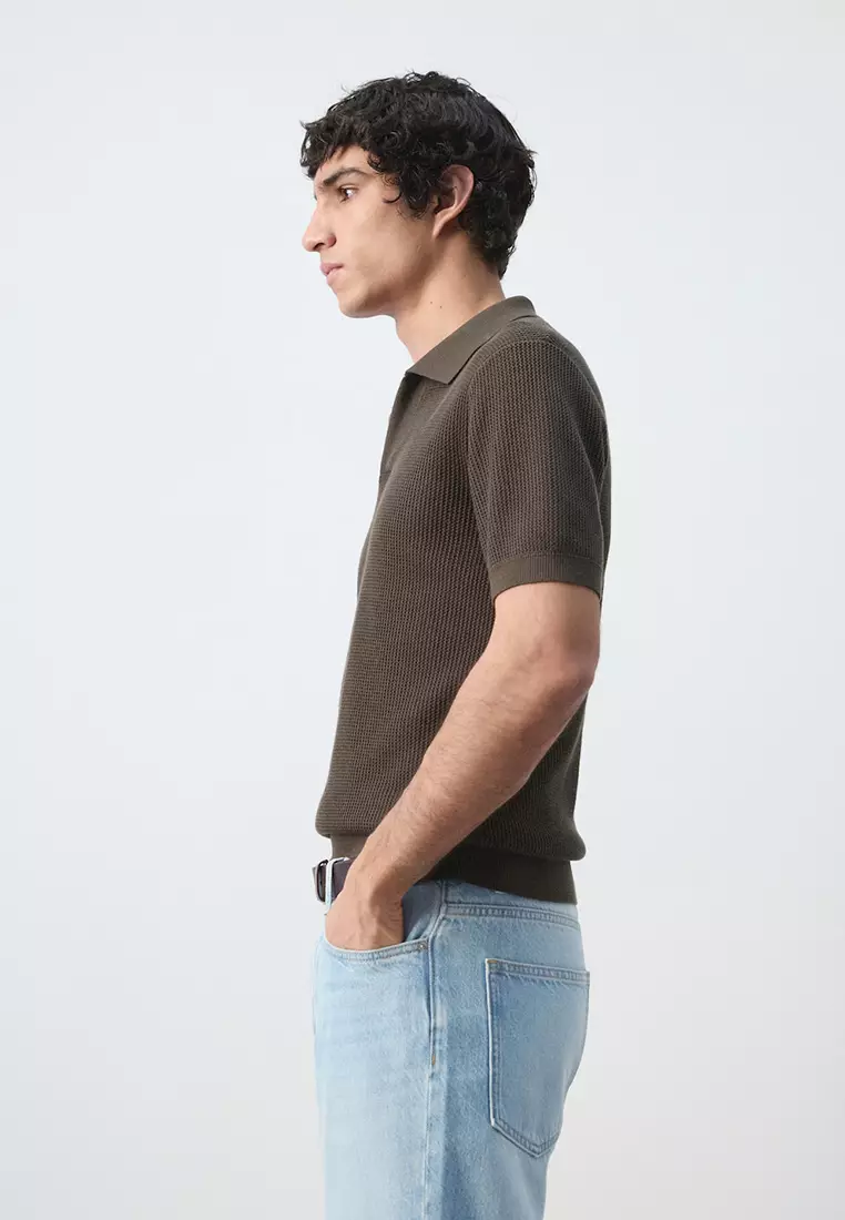 100% Cotton Knitted Structure Polo Shirt