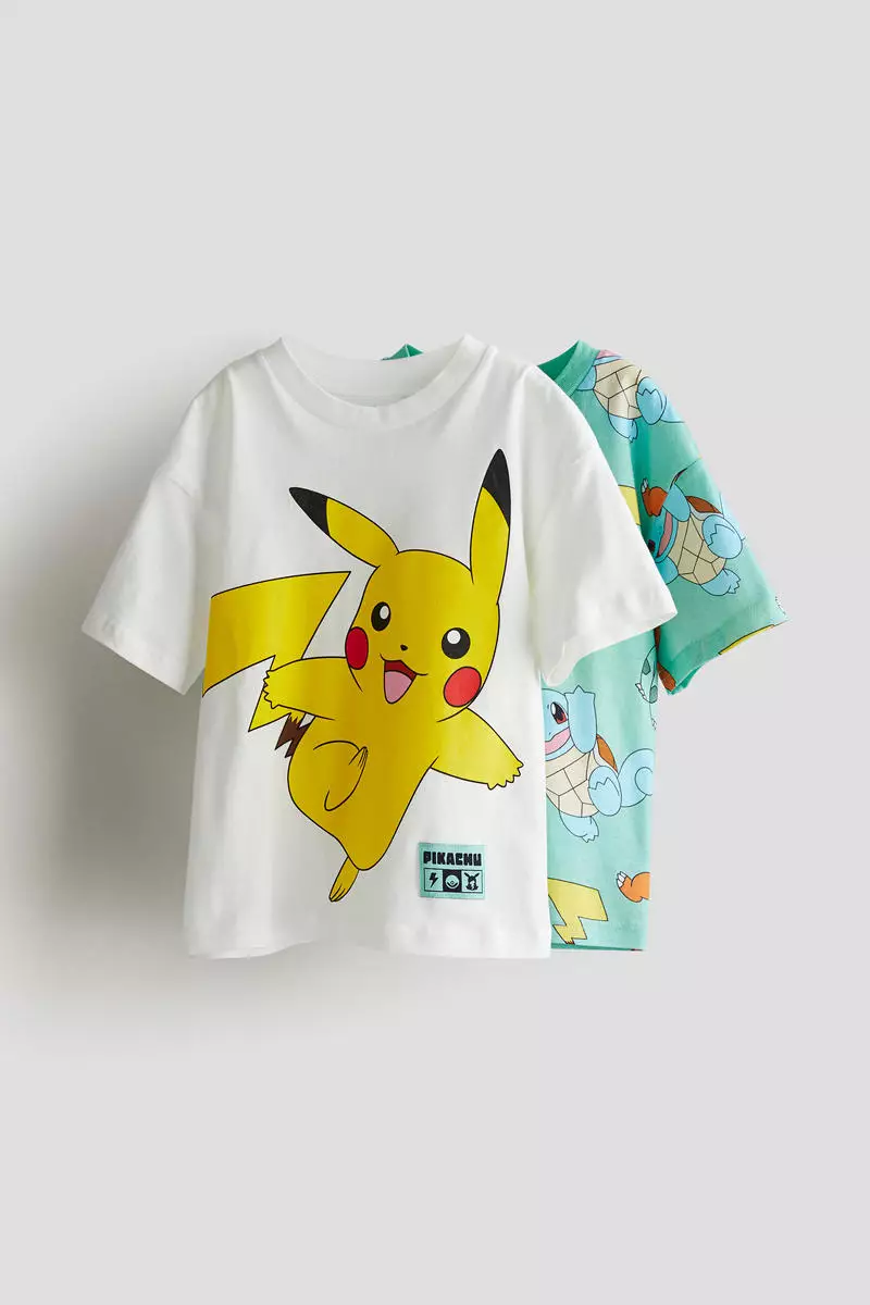4-pack Printed T-shirts - Yellow/Pokémon - Kids