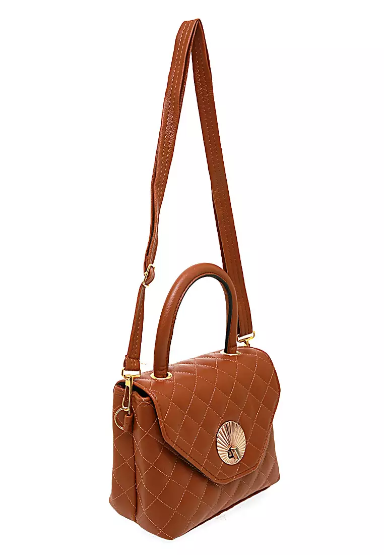 Lezya Tas Selempang Premium Tali Panjang Design Classic Woman Bag - Mocca