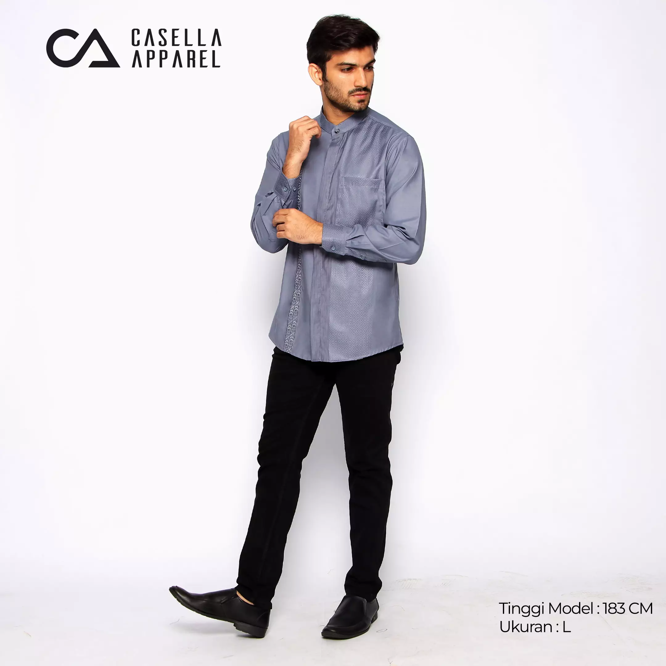 Casella Baju Koko Pria Lengan Panjang Exclusive Premium | Baju Koko Ishaq Lengan Panjang 9948 Blue