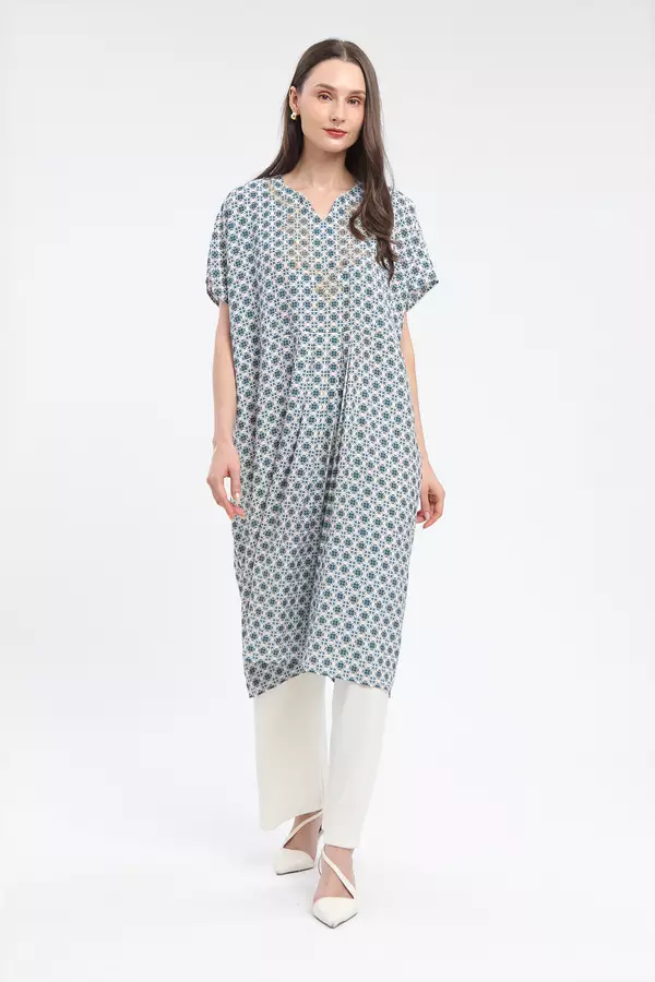 MINIMAL - Dhania - Kaftan Motif Bordir - Beige Warna Beige