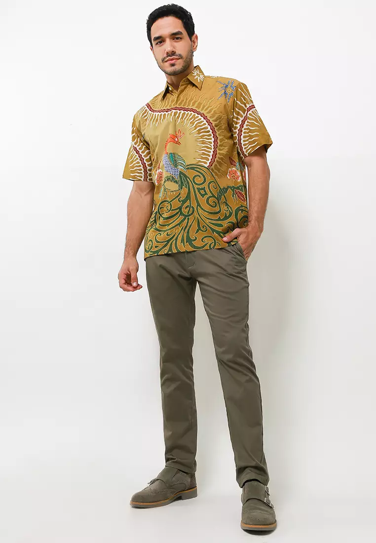 Pranadipa Kemeja Batik Tulis Premium Pria Casual Modern Lengan Pendek