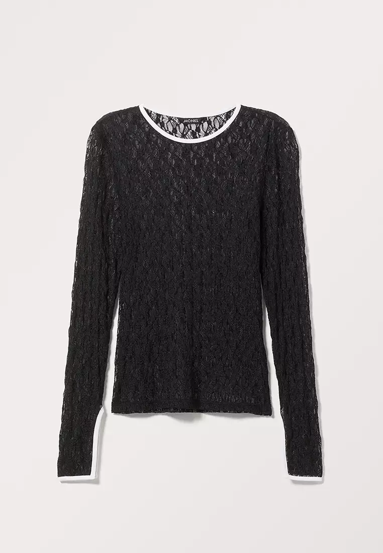 Buy Monki Contrast Lace Long Sleeve Top 2024 Online