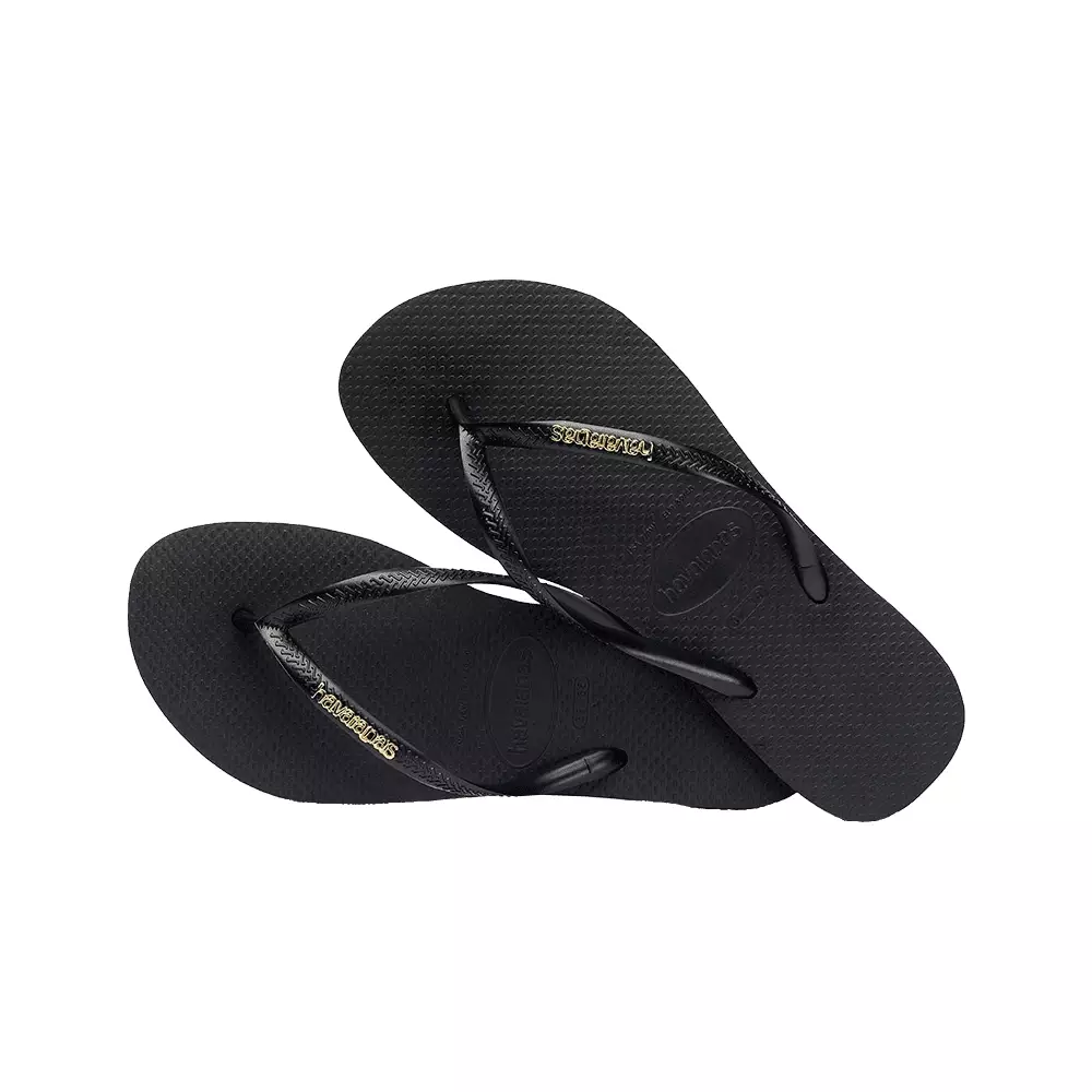 Havaianas Slim Logo Metallic 1924-Black - Sandal Wanita