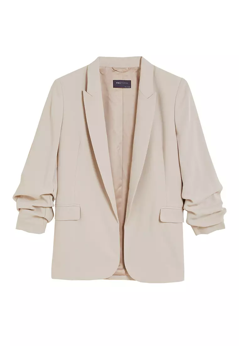 Ruched Sleeve Blazer