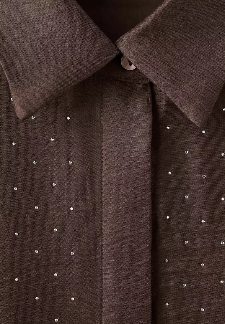 Satin Shirt with Rhinestones