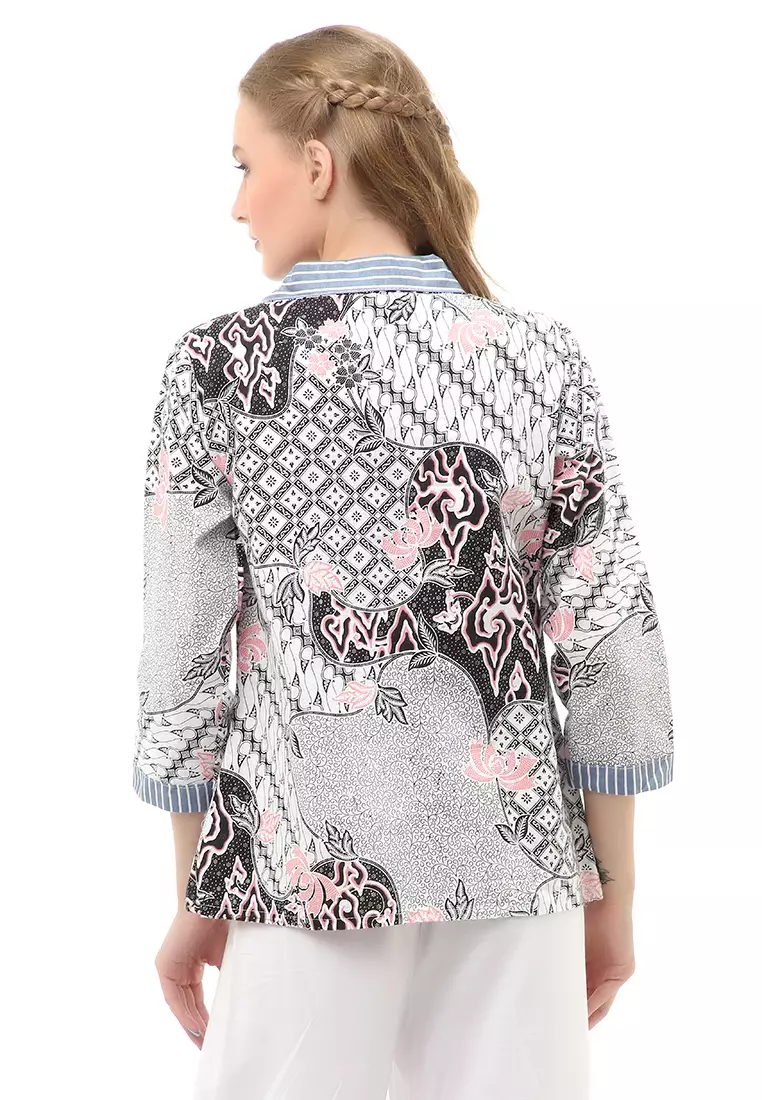 Lynelle Atasan Wanita Batik Bolero Lengan Panjang Motif Simply Material Cotton ORIGINAL - Gray