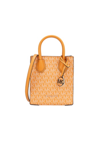 MICHAEL KORS orange Michael Kors MERCER Super Small PVC Old Flower Leather Women's Handheld Crossbody Shopping Bag 35T1GM9C0I A8790AC82264B1GS_1