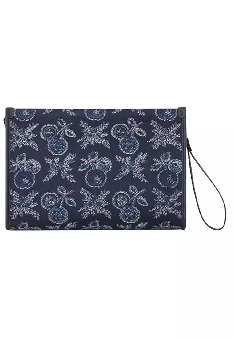EtLARGE JACQUARD  WITH APPLES Pouch Bag in Navy Blue
