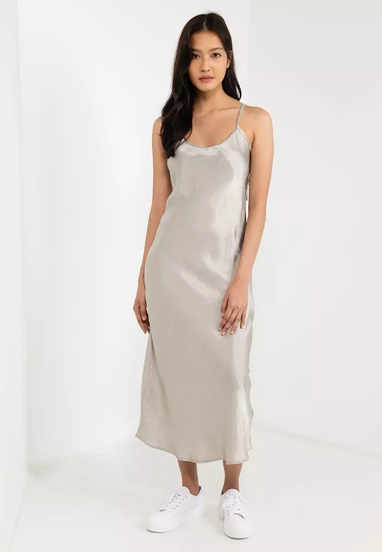 Shimmer Midi Slip Dress