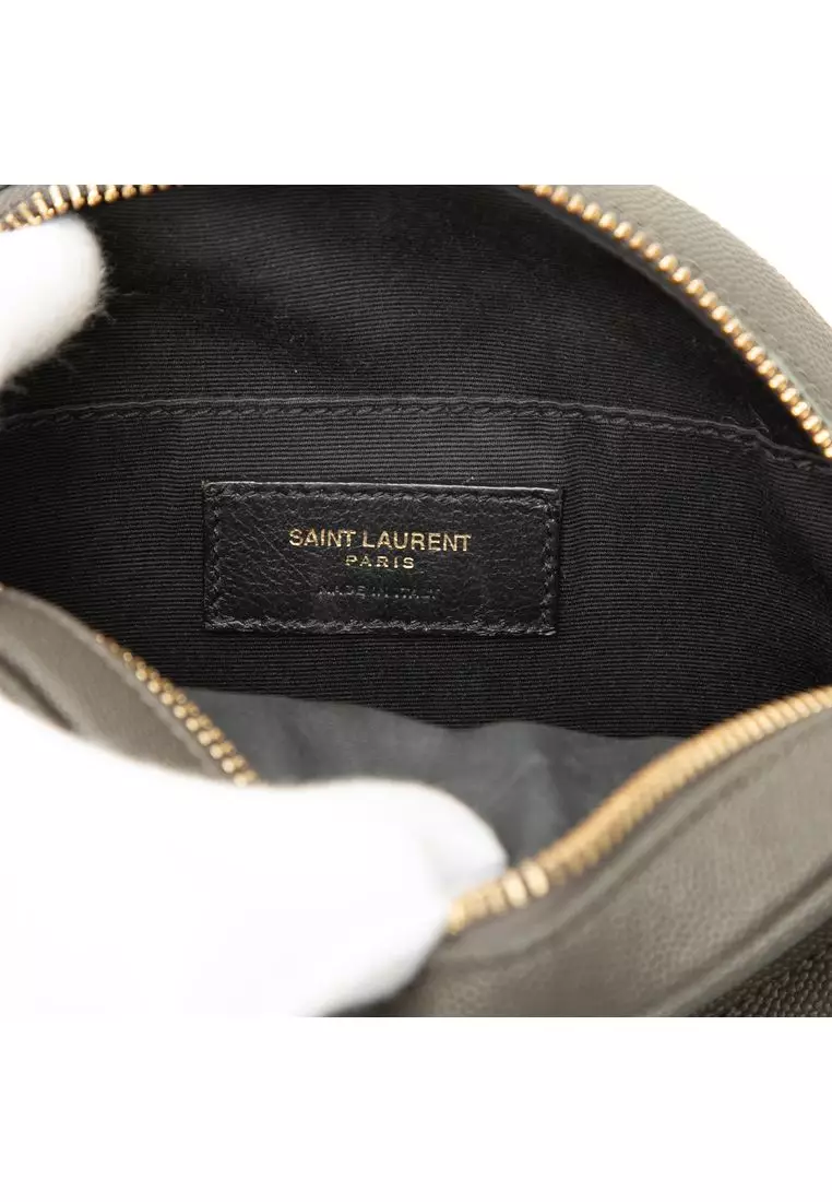 Pre-Loved Saint Laurent Chevron Grain De Poudre Round Vinyle Camera Bag