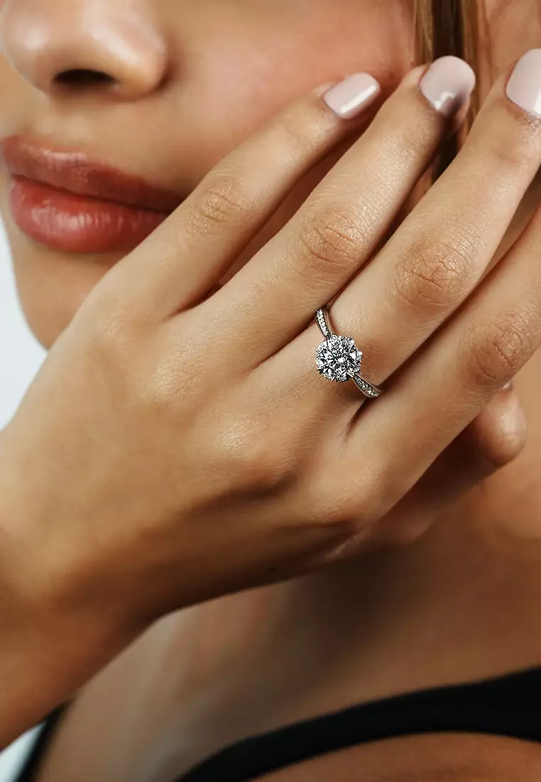 Buy BEON Diamond 1.07ct Round Certified Lab Grown Diamond Petal Halo ...