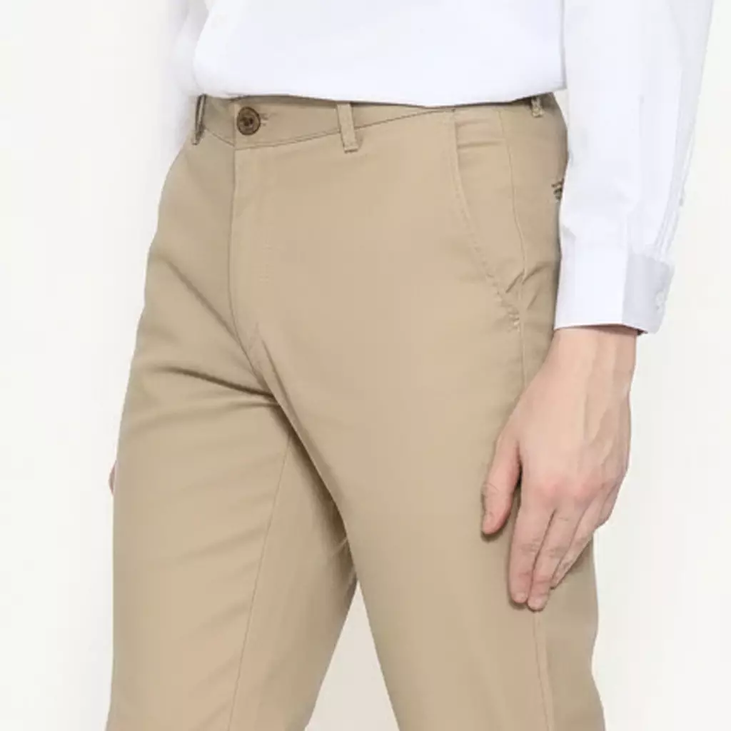 Schoeller Celana Panjang Chinos Pria Slim Fit Cotton Stretch Warna Beige – S.1-CCSF.-O10A-CTS-SF