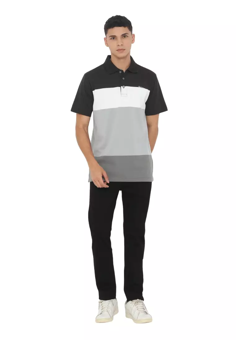 POLICE Polo Shirt Salur Bordir Cotton Premium Tebal Pria 553038