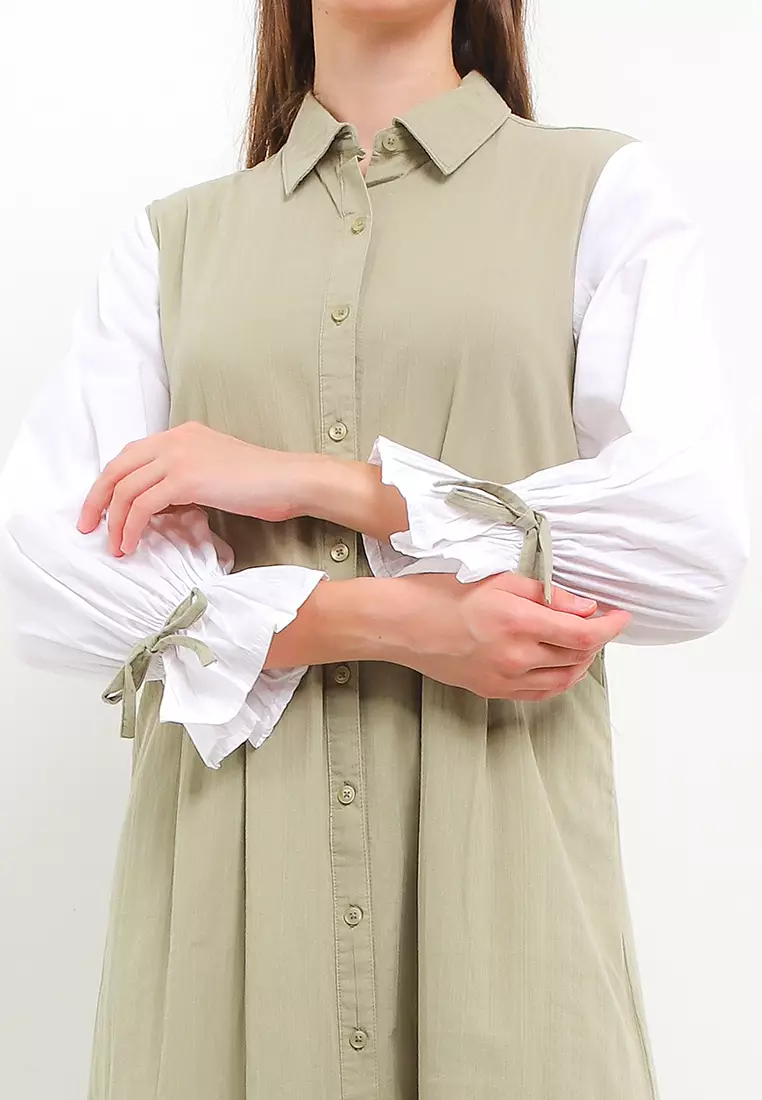 Gamis Katun Tangan Kombinasi - Nayana Dresses