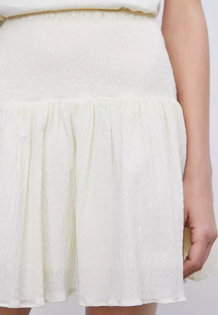 Elastic waist outlet pleated skirt