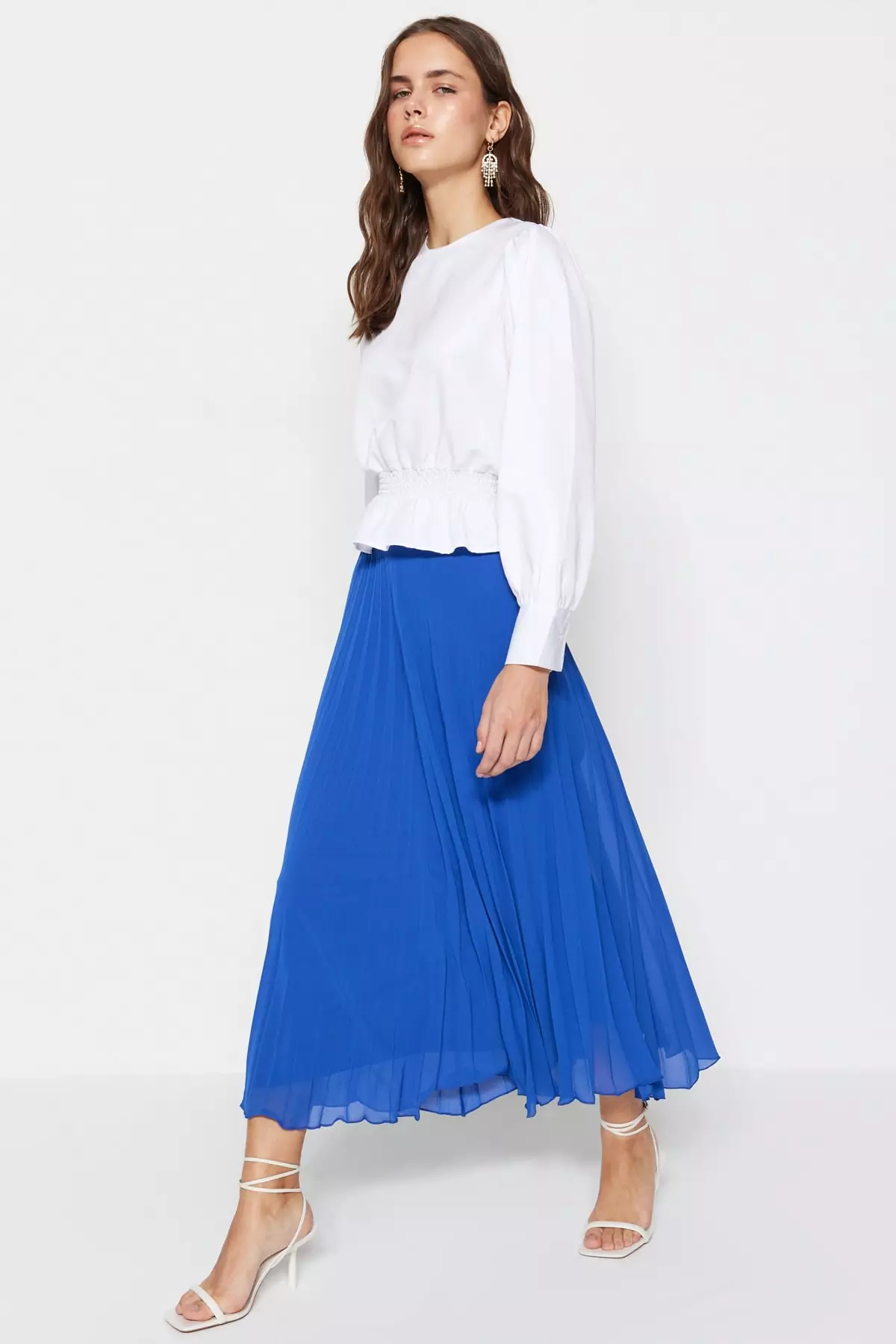 Elastic waist navy clearance skirt