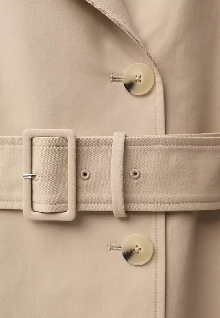 Double-Button Cotton Trench Coat
