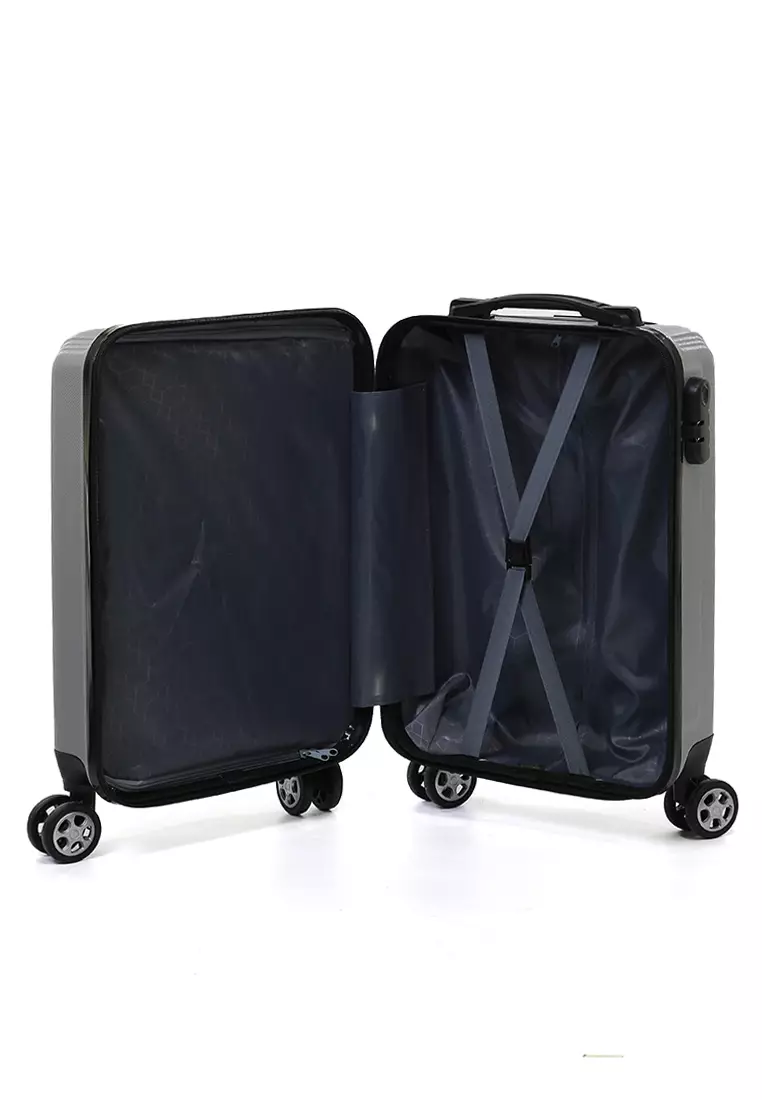 Caroline Koper Hardcase Unisex Size 18 Inch Tas Travel Large Compartment Material ABS+PVC Coated ORIGINAL - Gray