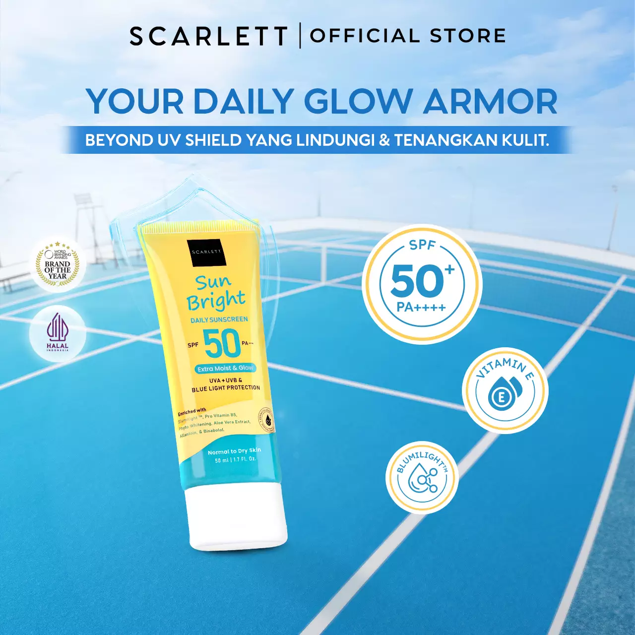Scarlett Whitening Sunscreen Sun Bright Daily SPF 50 PA+++