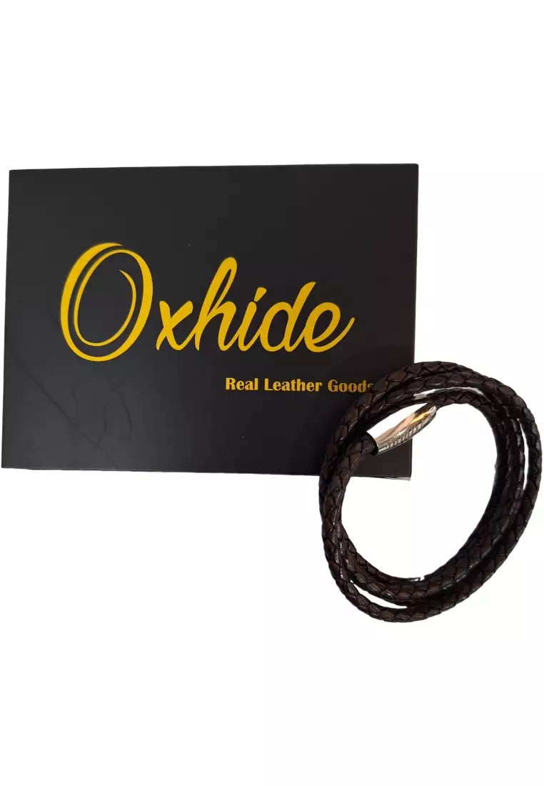 Buy Oxhide Oxhide Leather 2 layer Braided Bracelet Black- Oxhide Online ...