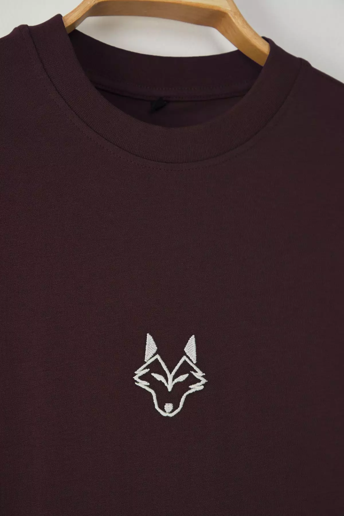 Dark Brown Regular Cut Wolf Embroidered 100% T-Shirt TMNSS24TS00056