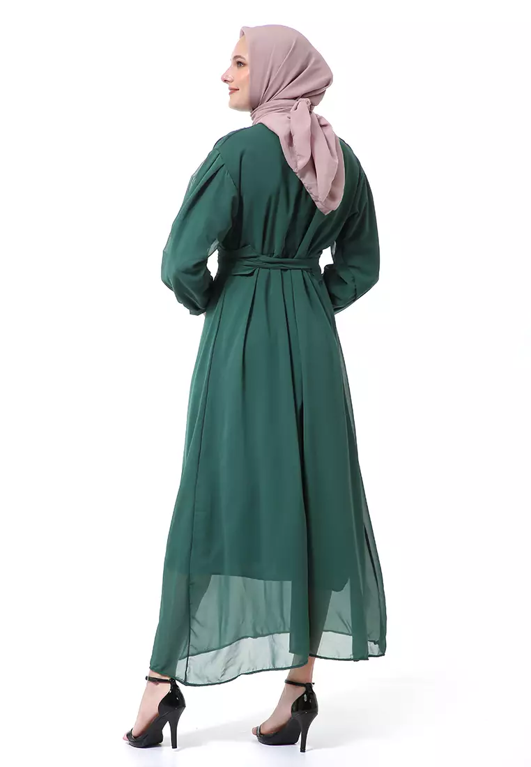 Alika Gamis Dress Long Sleeve Wanita Muslimah High Quality Premium - Green