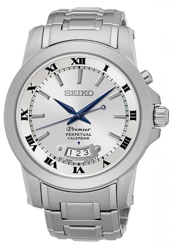 Seiko Premier Quartz Perpetual Calendar Jam Tangan Pria - Silver - Stainless Steel - SNQ145P1