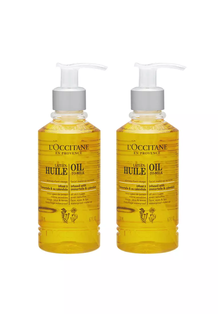 Buy L'occitane 2PCS L'Occitane Oil-To-Milk Facial Make-Up Remover (All Skin Types, Even Sensitive, Eyes & Make-Up) 200ml, 6.7fl.oz Online | ZALORA
