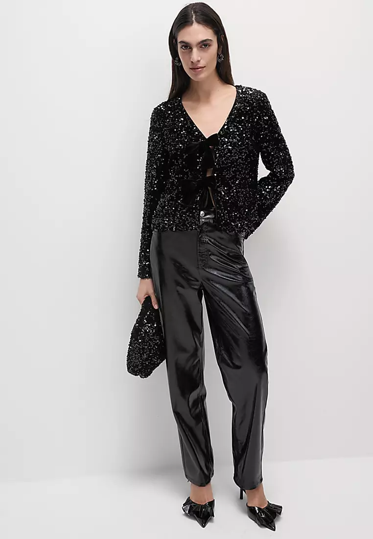 Sequin V-Neck Blouse