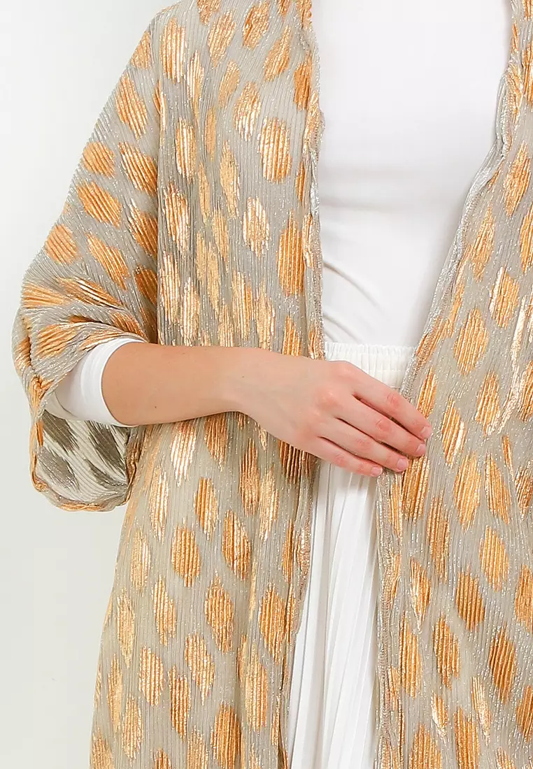 Rose Gold Print Pleated Outer