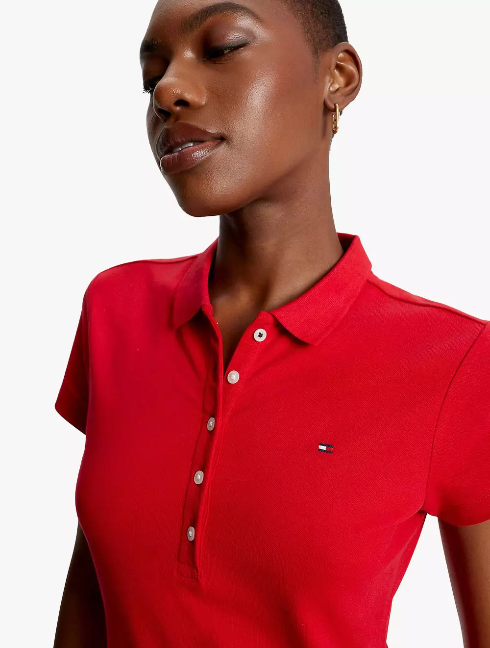 TOMMY HILFIGER - STRETCH COTTON POLO DRESS - Red - red