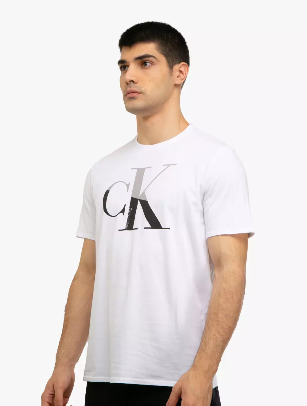 CALVIN KLEIN JEANS - MISMATCH MONOLOGO CREWNECK TEE - white