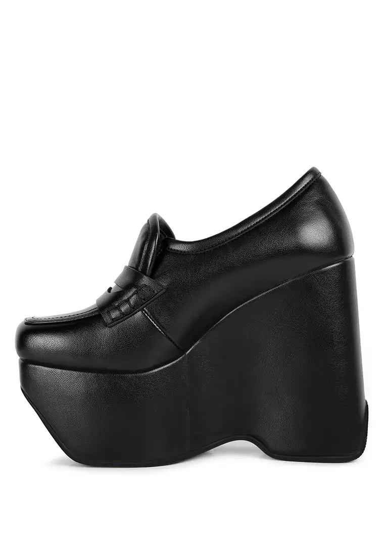 Buy Rag & CO. Black High Platform Wedge Loafers Online ZALORA Malaysia