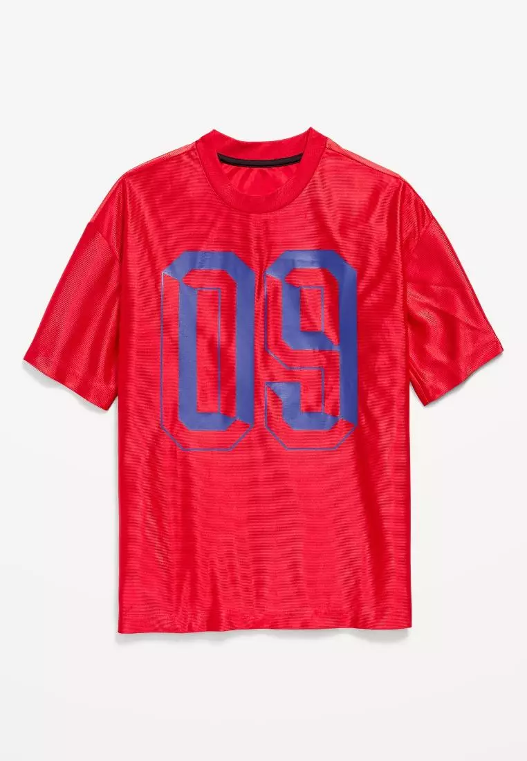 Oversized Shiny Graphic Jersey T-Shirt for Boys
