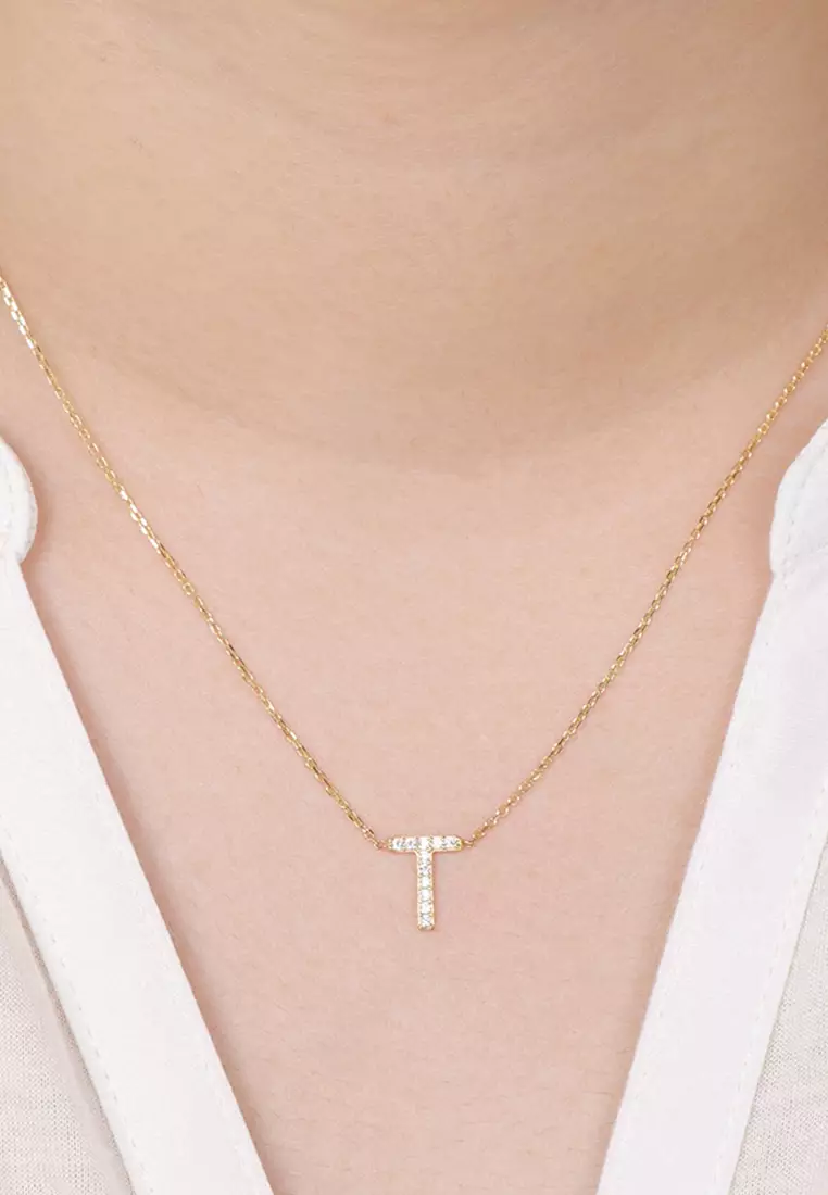  Letter Necklace 14k Gold - T