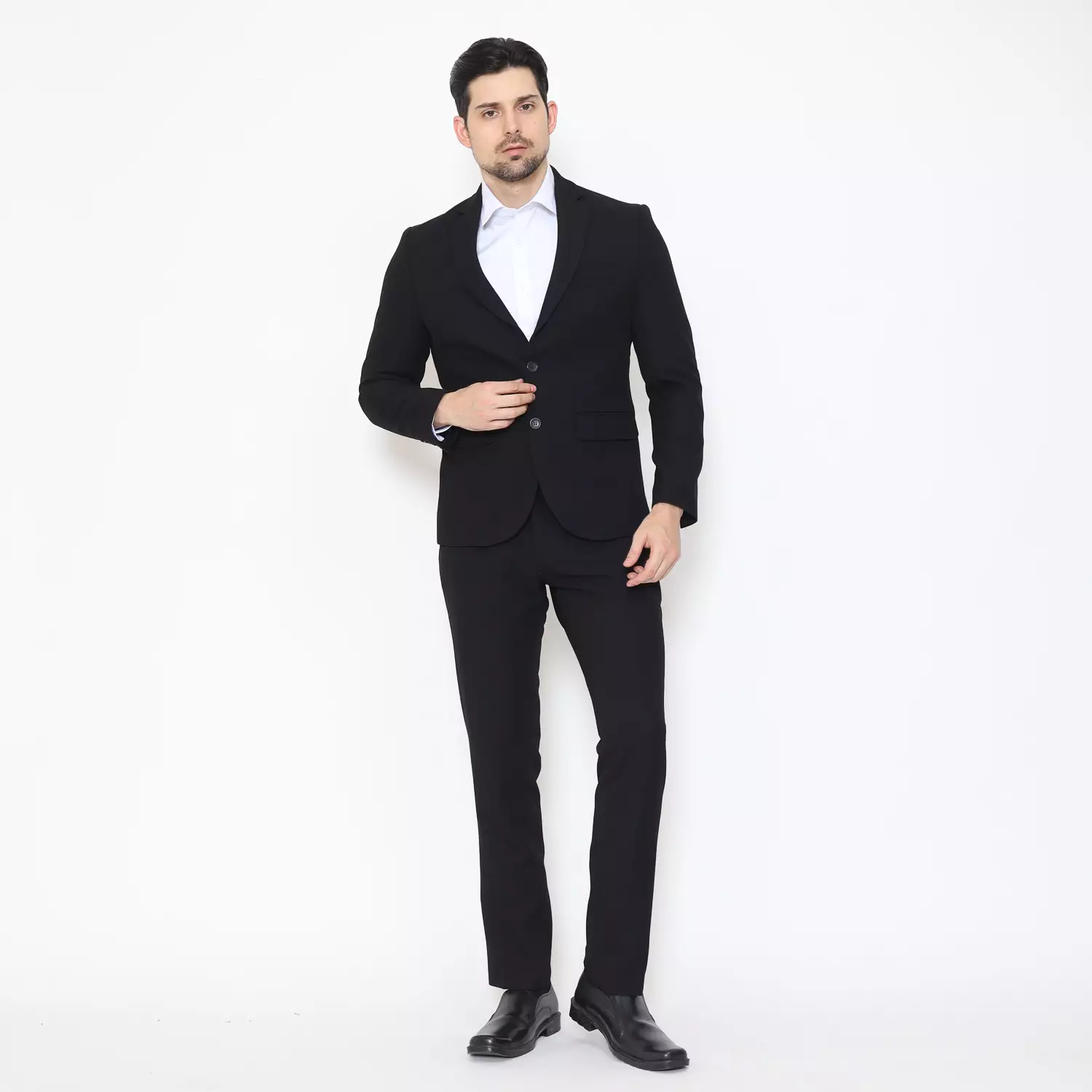 Lawell Jas Pria Warna Hitam | Polyester Viscose Stretch Pinstripe | L-WORD