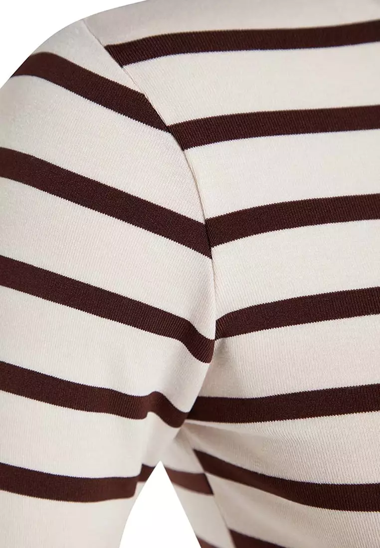 Striped Fitted Crop Knit Top